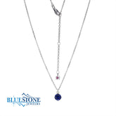 Silver Sapphire & Diamond Necklace- September Birthstone